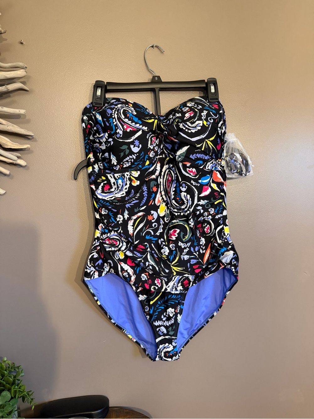 Anne Cole Paisley Print One Piece Strapless Swimsuit